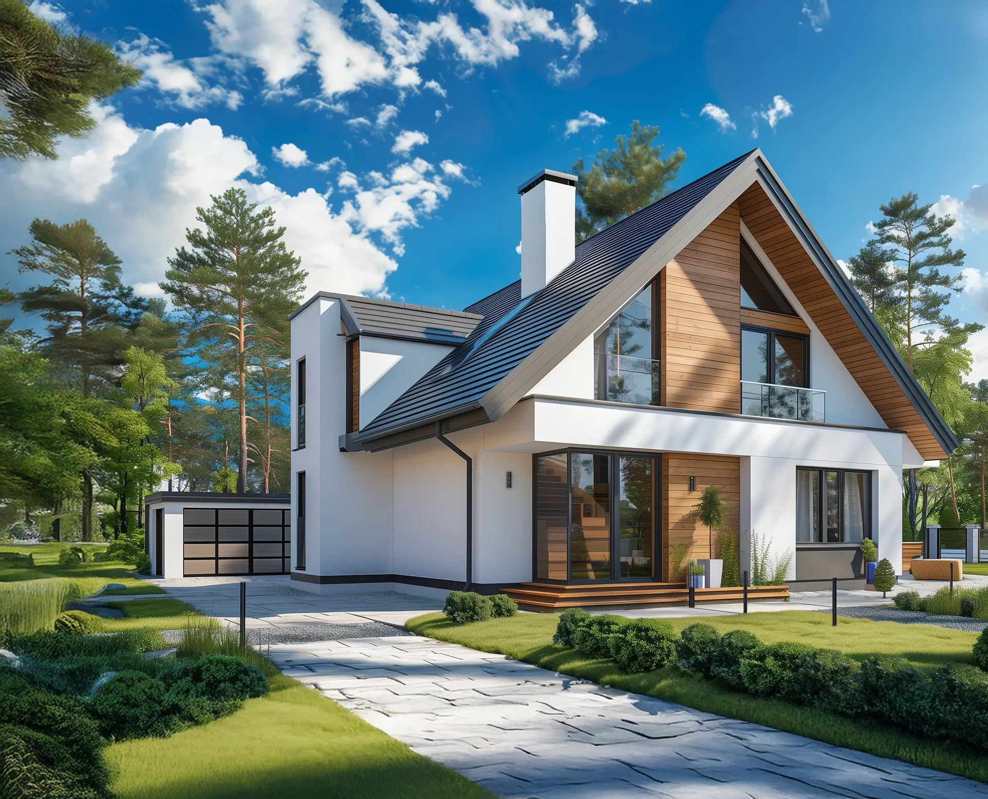 Modern house with cladding board